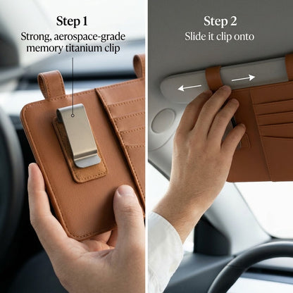 Drivepaxo Aura Premium Leather Sun Visor Organizer