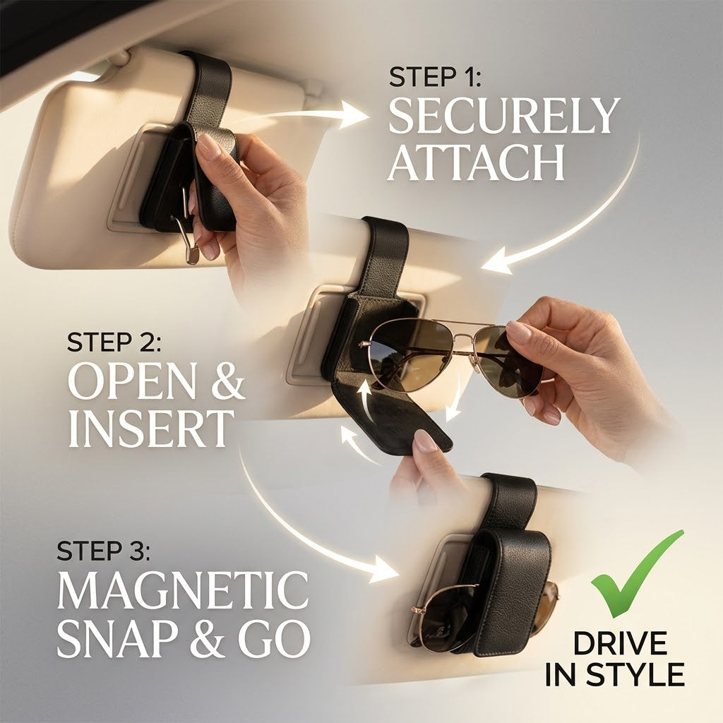 Drivepaxo Premium Nappa Leather Car Sunglasses Mount