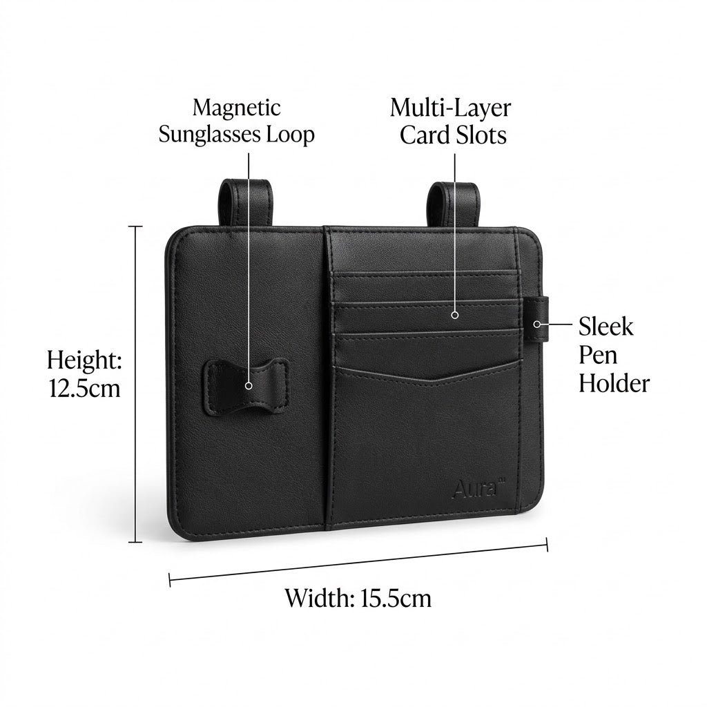 Drivepaxo Aura Premium Leather Sun Visor Organizer