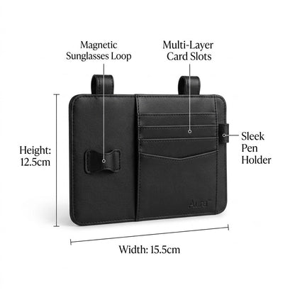 Drivepaxo Aura Premium Leather Sun Visor Organizer
