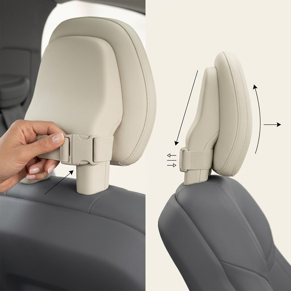 Drivepaxo Aura Ergonomic Nappa Leather Car Headrest