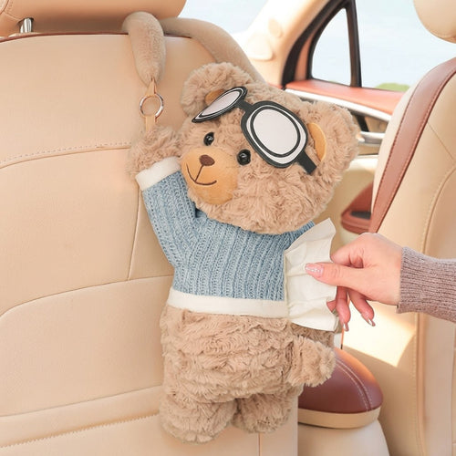 Drivepaxo Bear Premium Plush Car Tissue Holder