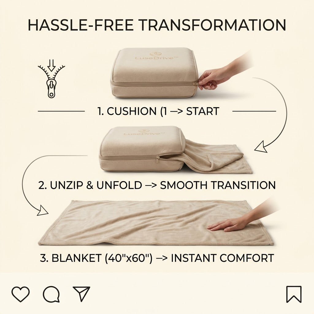 Drivepaxo 2-in-1 Convertible Travel Cushion & Premium Blanket
